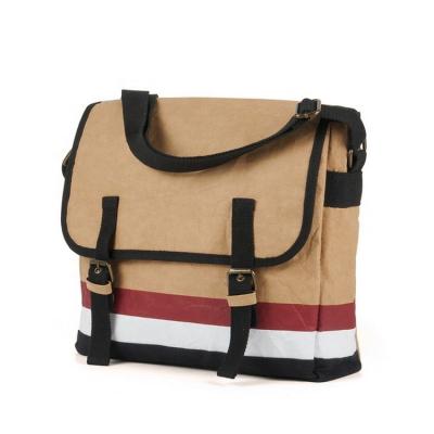 China Fashion Eco Friendly Vintage Washable Recyclable Kraft Paper One Strap Cross - Body Shoulder Bag Men Custom Messenger Bags With Logo for sale