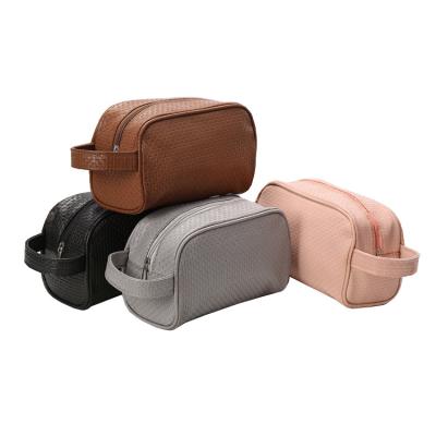 China Custom Waterproof Travel Toiletry Bag Fashion Dopp Kit Makeup Pouch Shaving Bag For Men Luxury PU Leather Travel Toiletry Bag for sale