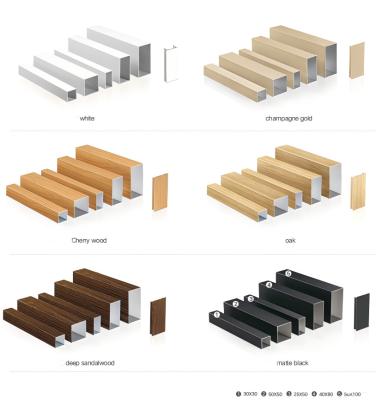 중국 외부 슬래트 천장 알루미늄 서식 알루미늄 바플 천장 U 모양 장식 미터 판매용