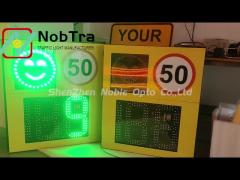 Red & Green Solar Speed Feedback Sign with Smile Face and Sad Face