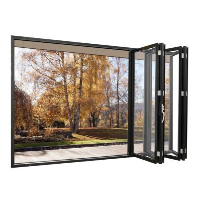 China KATA Aluminum Bifold Door Patio Hurricane Bi-folding Glass Doors Sound Insulation Simple Maintenance for Homes and Businesses for sale