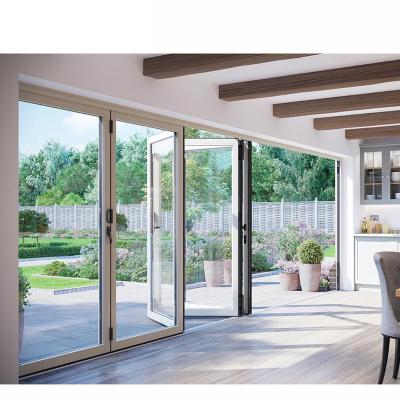 China Hurricane Impact Garage Bifold Doors Sound Insulation Big Patio Glass Doors Aluminum Folding Fold Door for sale