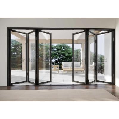 China Frameless Aluminum Folding Aluminum Patio Door Sound Insulation Bi-Fold Glass Folding Glass Doors for Outdoor Patio Use for sale