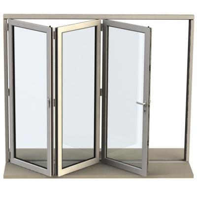 China Exterior frameless bifold doors sound insulation bi folding glass door folding accordion doors shatterproof exterior for sale