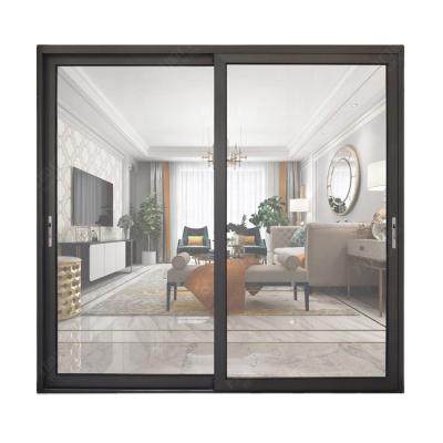 China Sound Insulation Bespoke Design America European Large Panoramic Black Triple Glass Patio Kitchen Door Windows Hurricane Glass Wholesale for sale