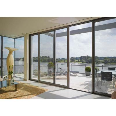 China Lowes Sliding Sound Insulation Stained Aluminum Patio Doors Glass Price Lowes Sliding Exterior Aluminum Sliding Glass Door System Door for sale