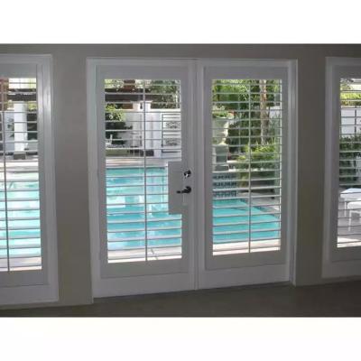 China Sound Insulation Double Glazed French Doors Outdoor Patio French Door With Half Screen French Door for sale