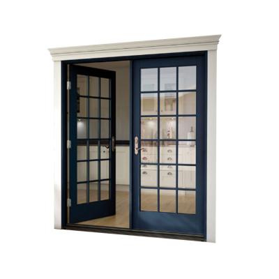 China Cheap Sound Insulation KATA New Arrival Residential European Style Tempered French Front Doors Low-E Glass Aluminum Aluminum Door With Grilles for sale