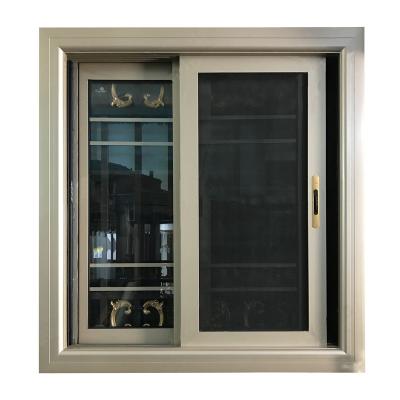 China Smooth Slide Magnetic Break Screen Aluminum Profile For Latest Design Exterior Single Window Double Glazed Aluminum Sliding Glass Window for sale