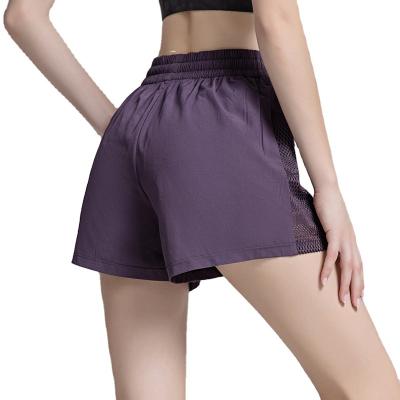 China Women's Breathable Running Shorts Sports Double Layer Breathable Shorts With Zipper-Pockets Yoga Gym Shorts for sale