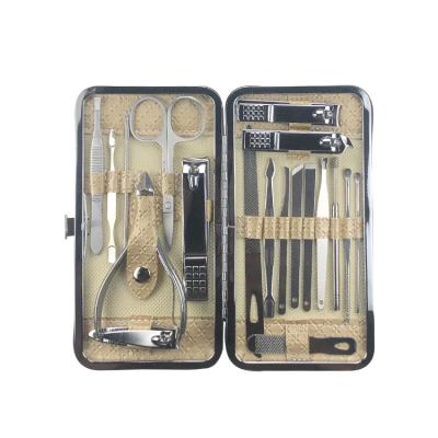 China Factory Wholesale 19-Piece Nail Maintenance Kit Pedicure Knife Scissors Nail Care Kit Clippers Nail Beauty Tool Set JX124 for sale