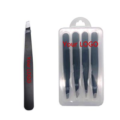 China Single Eyebrow Black Stainless Steel Eyebrow Tweezers Eyelash Extension Clip Eyebrow Clip and eyebro for sale