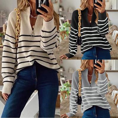 China 2021 Anti-Wrinkle Solid Color Long Sleeve Casual Women's Half Zipper Pullover Sweaters for sale