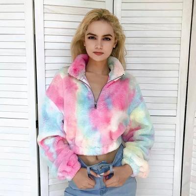 China Anti-pilling New Design Colorblock Fleece Pullover Tie Dye Women Grow Hoodies for sale