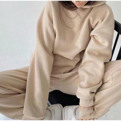 China Custom Printed 2 Piece Hoodie Sweat Panties Anti-pilling Pullover Woman Tracksuit Sets Women for sale