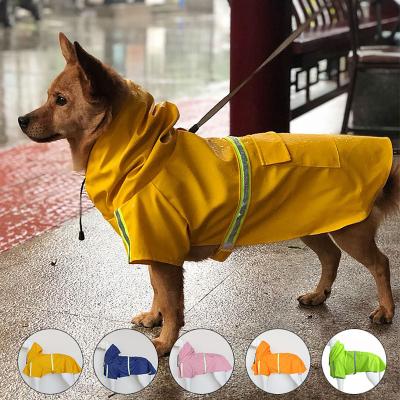 China Stocked Perro Dog Raincoat With Hood Reflective Stripes Big Size Outdoor Raincoat for sale