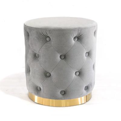 China Portable Nordic Ottoman Stool, Living Room Round Puff Velvet Tufted Pouf Ottoman for sale