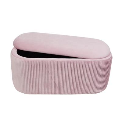 China French Pink Storage Living Room Bedroom Stool Bench Velvet Storage Benches for sale