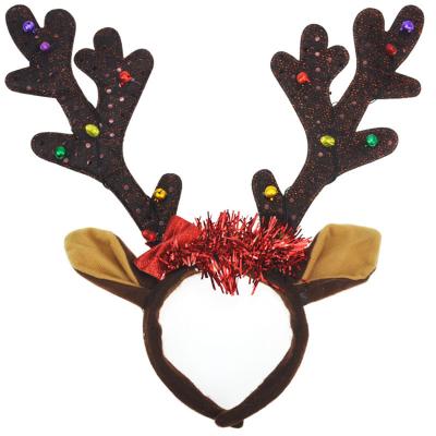 China Cloth+pp 2021 Hot Sale Christmas Party Decoration Reindeer Shaped Elf Christmas Hat Headband for sale