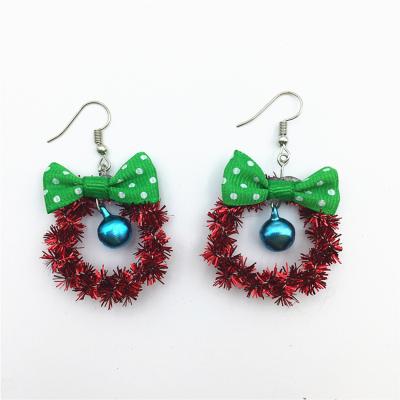 China PET Fashion Xmas Earring Women Girls Christnas Accessories Bell Bow Earring Christmas Earring for sale