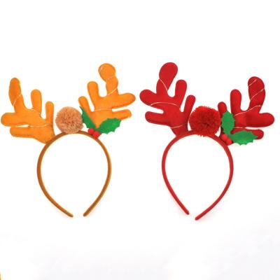 China Cloth+pp Beautiful Cloth Reindeer Headband Wholesale Christmas Headband Cheap Deer Antlers Headband for sale