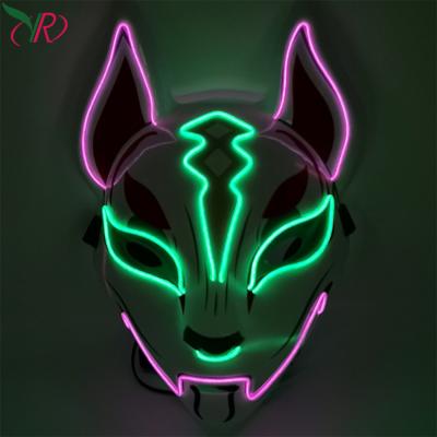 China New Mask Festival Decoration 2020 EL Luminous Cold Light V-Mask for Halloween and Christmas Party Fox Mask for sale