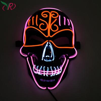 China Luminrous Festival PVC Ghost Mask Led Neon EL Wire Cold Light Makeup Mask Glow Skeleton Skull Mask for sale