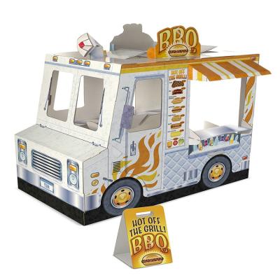 China Coloring for Fun Custom Kid's Corrugated Cardboard Indoor Color in Kids Cardboard Ice Cream Truck Playhouse for sale