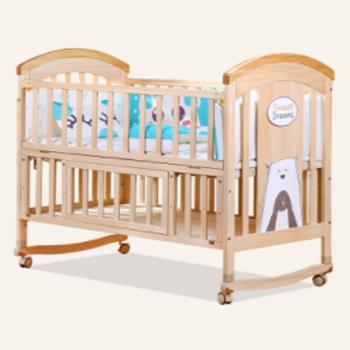 China Hutch Modern Solid Wood Best Selling Solid Pine Wood Crib Design Baby Swing Cradle Baby Hutch Attached Adult Bed for sale