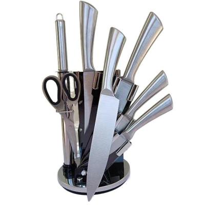 China Sustainable 8 pcs stainless steel chinese cleaver 8 inch chef knife kitchen knife set with acrylic stand for sale