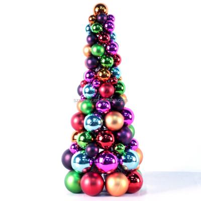 China Colorful Shatterproof Shiny Plastic Christmas Ornament Christmas Tree Cone Tree Ball Decoration Plastic Supplier for sale