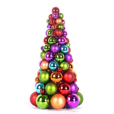 China Shatterproof Decoration Plastic Christmas Ball Ornament Table Top Cone Tree for sale