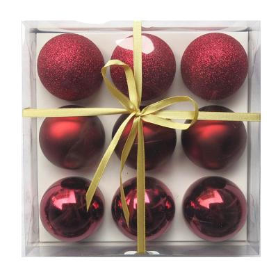 China 9PCS 6cm Plastic Christmas Bauble Shatterproof Ball Sets Custom Ornament For Festival Holiday Xmas Decoration for sale