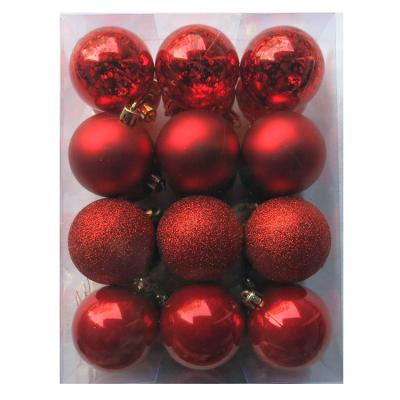 China 24pcs Plastic Ornament Christmas Decoration Plastic Ball Set For Holiday Party Hanging Baubles 6cm for sale