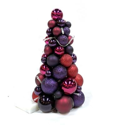 China Add Led Lithgs Ornaments Baubles 28cm Christmas Ball Shatterproof Cone Tree for sale