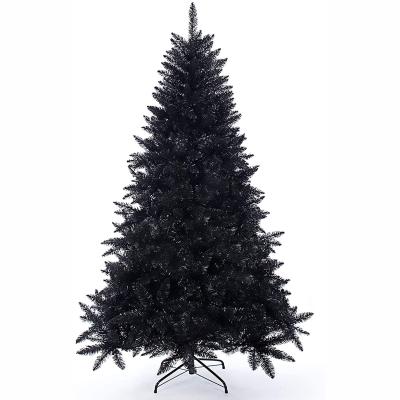 China Chirstmas Decor 6ft Xmas Tree Pine Black PVC Artificial Classic Christmas Tree With Metal Stand Indoor Holiday Festival Decor for sale