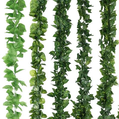 China UV Resistant Artificial Ivy Vines Leaf Garland with UV Resistant Green Leaves Plants Hanging Wedding Party Garden Wall Room Home Decor for sale