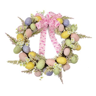 China 2022 Touch Natural Newcomers 20 Inch Easter Egg Garland With Mixed Flowers Twigs Pastel Egg Plastic Easter Garland for sale