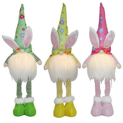 China Durable Easter Gnome Cartoon Plush Bunny Easter Led With Lights Faceless Bunny Ornament for sale