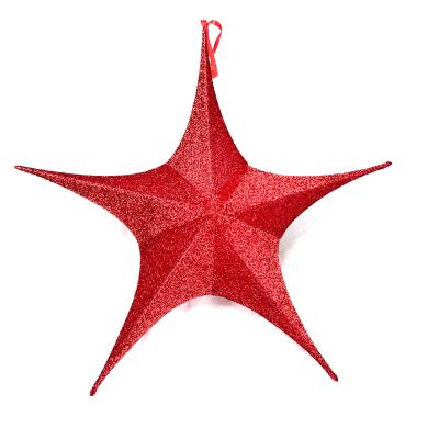 China Save Space Christmas Ornaments Christmas Decoration 65cm Hanging Foldable Red Star for sale