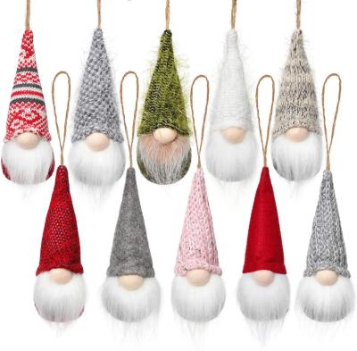 China Durable Hanging Christmas Tree Gnomes Ornaments Set for Holiday Home Decor Hanging Plush Handmade Gnomes Santa Elf Decorations for sale