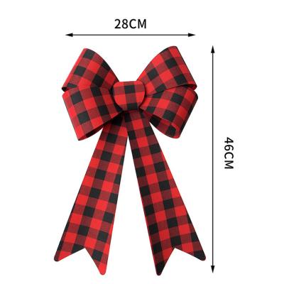 China Durable Red Buffalo Plaid Christmas Decoration Bow for Christmas Tree Garland Window Indoor Outdoor Holiday Decorations for sale