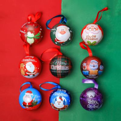 China Recyclable Cookie Candy Mini Festival Gift Card Christmas Ornament Box Round Xmas Tins for sale