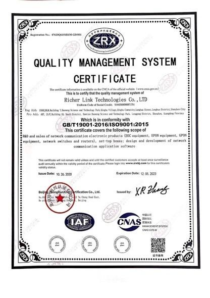 ISO9001 - Richer Link Technologies Co., Ltd.