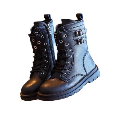 China Microfiber skin+rubber children's girl Martin boots super fiber spring and autumn choose 2021 new British fashion show black cotton boots for sale