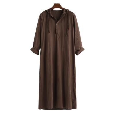 China Hooded Muslim Men's Long Robe Arabic Style Simple Men's Long Shirt National Costume S-5XL for sale