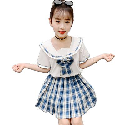 China Chinese-style girls summer dress set 2021 new foreign gas girls in the Korean version of the bow rabbit ear set two-piece set for sale