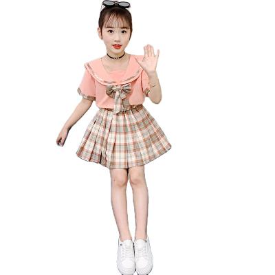 China Chinese style girls summer dress set 2021in the Korean version of the new bow rabbit ear foreign girls for sale