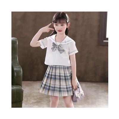 China QUICK DRY Girls' College Style Suit Student School Uniform Solid Color Top Cool Plaid Pleated Skirt Lovely for sale