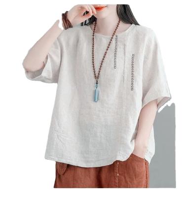 China New Fashion QUICK DRY CANVAS hemp two piece cotton Koreansuit womenlength dress set mid summer 2020 loose skirt for sale